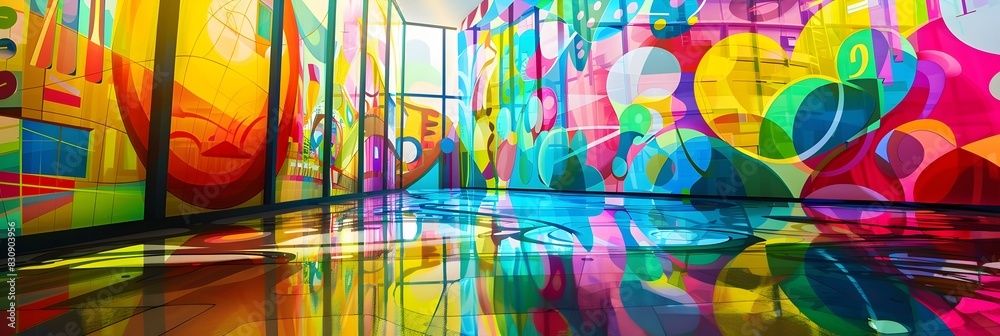 Poster vibrant and surreal underwater world of fluid motion and prismatic reflections