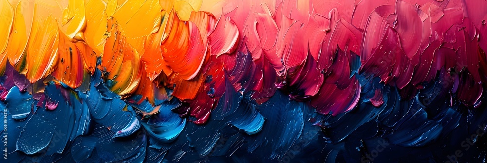 Poster vibrant colorful abstract painting with dynamic fluid brush strokes and expressive digital art compo