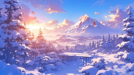 Obraz premium A picturesque winter scene sets the stage with a New Year s landscape