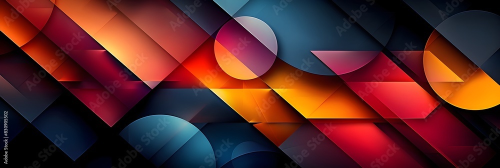 Leinwandbilder vibrant geometric abstract composition with overlapping colorful shapes and gradients