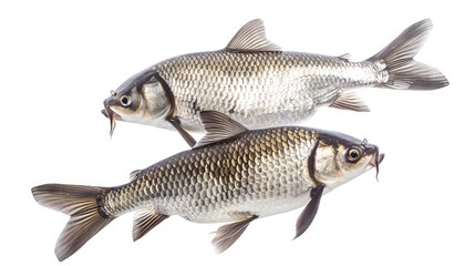 Fototapeta premium Silver carp fish set against a white backdrop