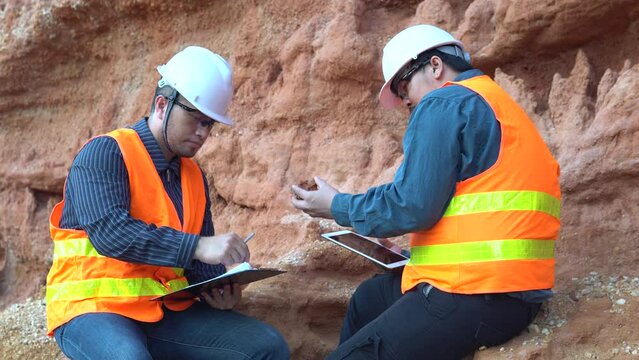 Geologists working in a mine,collecting rock samples for analysis,soil sampling for laboratory testing,exploring earth&rsquo;s resources,unveiling geological mysteries