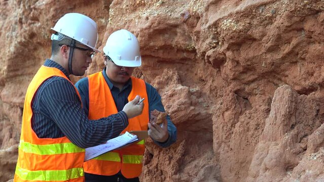 Geologists working in a mine,collecting rock samples for analysis,soil sampling for laboratory testing,exploring earth&rsquo;s resources,unveiling geological mysteries