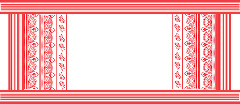 Assam PHULAM Gamosa  White Gamosa with Red Motifs (Design)