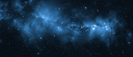 blue nebula space galaxy wide background with stars