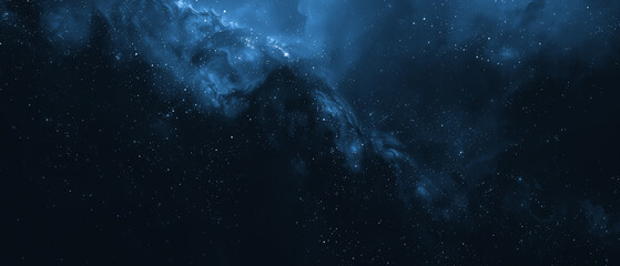 blue nebula space galaxy wide background with stars