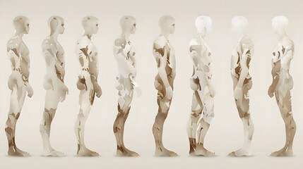 Obraz premium Minimalist Nude Human Figures in Silhouettes on White Background