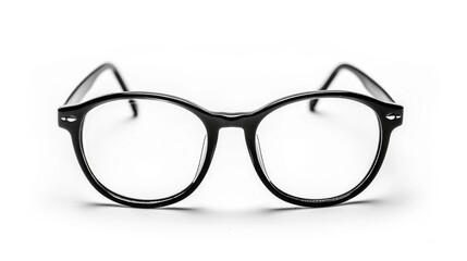 Fototapeta premium Fashion Glasses. Retro Style Black Frame Goggles, White Background Isolated