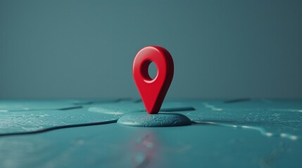 3D A red map pin on a detailed map, symbolizing location, navigation, and travel. Ideal for travel blogs, navigation apps, and geographical concepts.