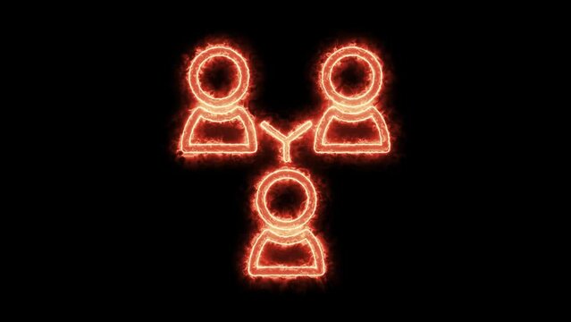Glowing neon line BFF or best friends forever icon isolated on black background. 4K Video motion graphic animation.