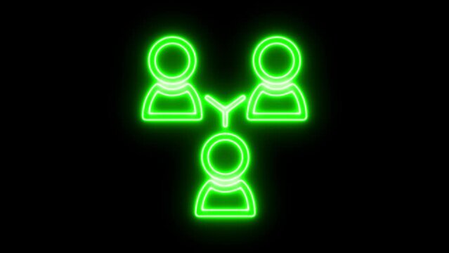 Glowing neon line BFF or best friends forever icon isolated on black background. 4K Video motion graphic animation.