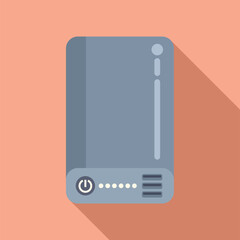 Modern vector illustration of a power bank in flat design style with shadow on orange background