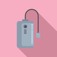 Modern minimalist style illustration of a portable camera with strap on a pink background