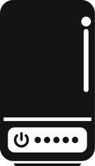 Vector illustration icon of a pc tower in a simplistic black and white design