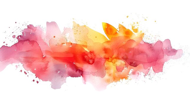 Vibrant Watercolor Splash on Spotless White Background Evoking Expressive Fluid Composition