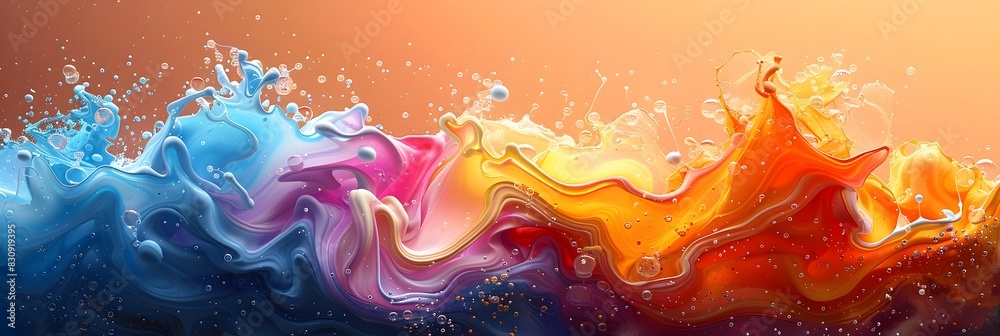 Poster captivating liquid explosion of vivid colors and dynamic energy
