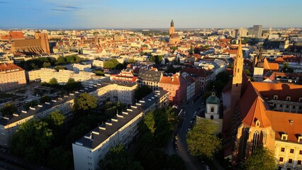 Fototapeta premium city Europe beautiful top view aerial photography of Wroclaw Poland