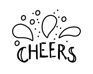 Cheers. Merry Christmas. Vector. Lettering. Phrase