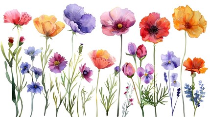 Fototapeta premium Colorful Vibrant Floral Bouquet of Various Blooming Flowers in Nature Garden Setting