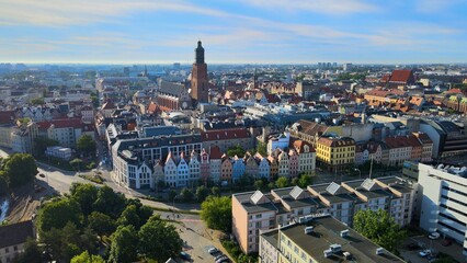 city Europe beautiful top view aerial photography of Wroclaw Poland