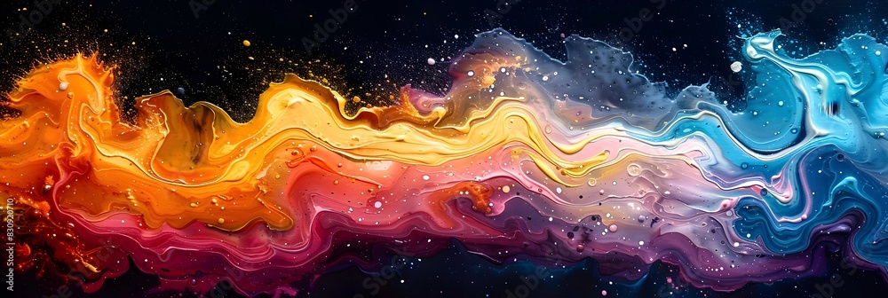 Aufkleber cosmic eruption of vibrant fluids ethereal abstract swirls of fiery light and glowing energy across 