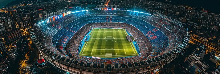 A stadium full of people watching a soccer game