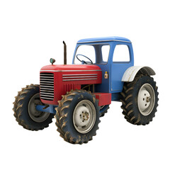 Obraz premium Classic Vintage Red and Blue Farm Tractor, 3D Illustration