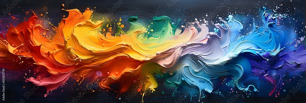 Aufkleber explosive spectrum of vibrant colors in fluid motion and cosmic transformation