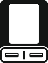 Minimalistic outline of a modern portable device or tablet with blank screen and buttons