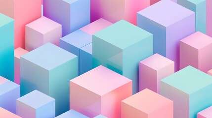Vibrant Abstract Geometric Shapes, Colorful 3D Blocks Pattern, Modern Background Illustration