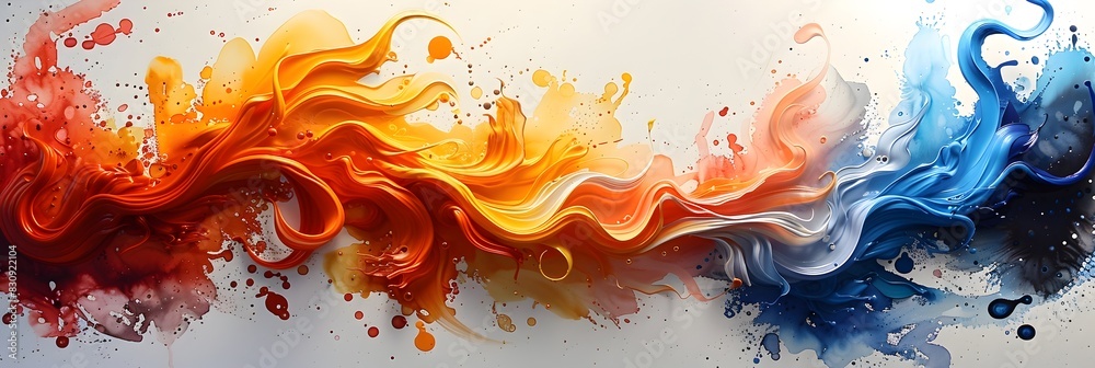 Poster fiery fluid explosion of vibrant energy and emotion in a dynamic abstract composition