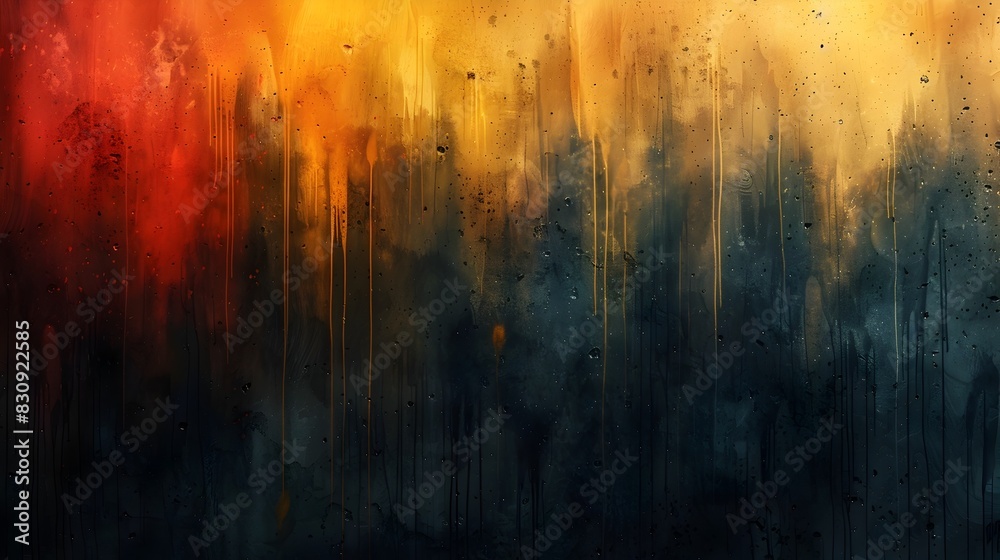 Poster mesmerizing explosion of colors and textures in a dramatic and futuristic landscape
