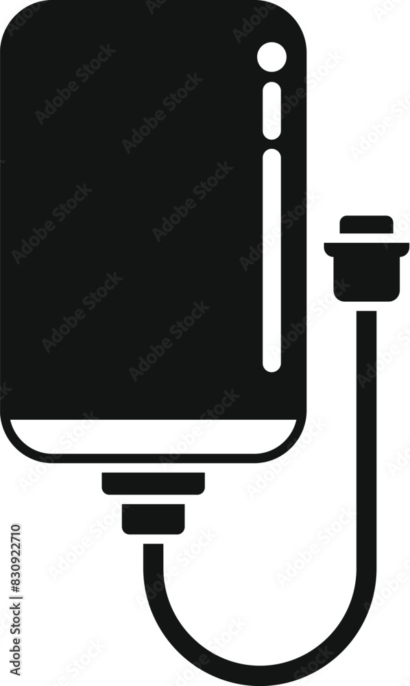 Poster vector illustration of a black external hard drive icon with usb cable, representing storage device 