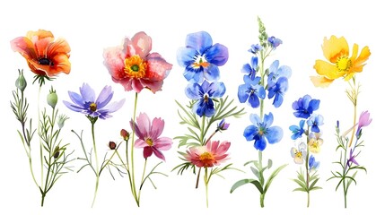 Obraz premium Vibrant and Lush Floral Arrangement with Colorful Blooming Wildflowers in Natural Garden Setting