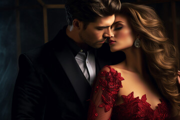 AI generated image of elegant glamour couple romantic moment © Tetiana