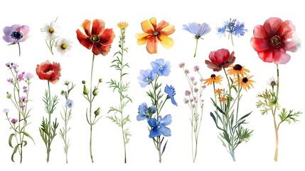 Vibrant Assortment of Colorful Flowers in Rustic Natural Setting Showcasing Diverse Botanical Specimens in Blooming Seasonal Glory