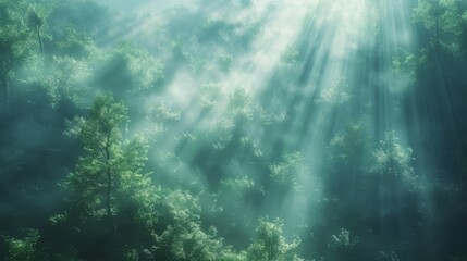 Obraz premium From high above the sanctuary reveals its hidden grandeur nestled within an ancient forest Dreamlike nature inspired by Wistmans Wood captured with a Leica M camera like a bird, generated with AI