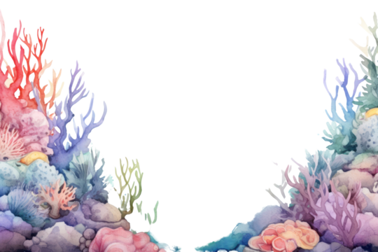 PNG Cute pastel coral reef outdoors painting nature. - Powered by Adobe