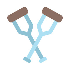 Crutches Flat Icon Design