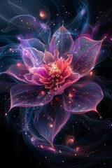 Obraz premium Purple Flower With Stars in Background