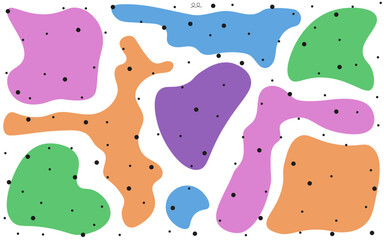 Organic Shapes seamless pattern isolated white background. Colorful Modern Trippy ornament. Playful vector can used wall, bed linen print in trendy 50s, 90s style.