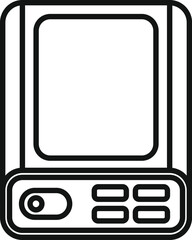Black line art illustration of a classic handheld gaming device