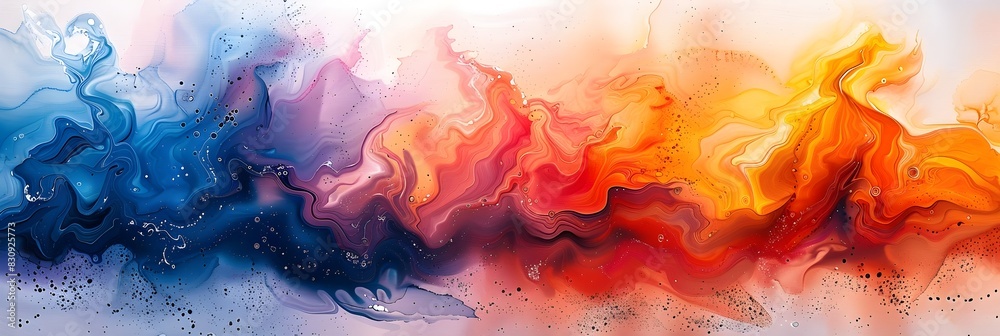 Aufkleber vibrant fiery abstract fluid motion explosion of color and energy in digital painting style