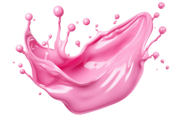 Pink cream or yogurt splash. Cutout on transparent	