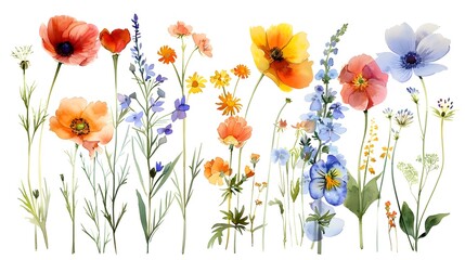 Fototapeta premium Vibrant Floral Bouquet in Bloom Across Verdant Meadow Landscape