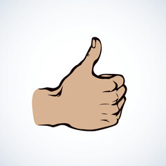 Thumb up. The sign is excellent. Vector drawing