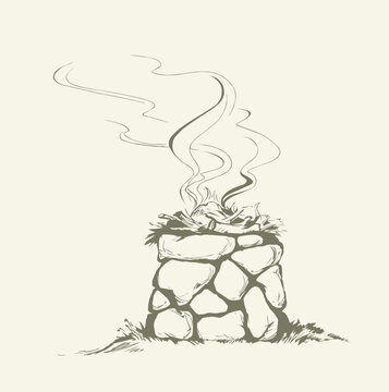 Stone Altar. Vector drawing