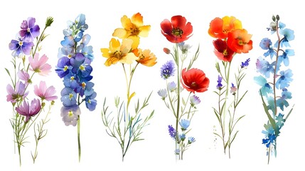 Fototapeta premium Vibrant Floral Bouquet Watercolor Painting