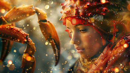 Woman in the image of a zodiac sign Cancer