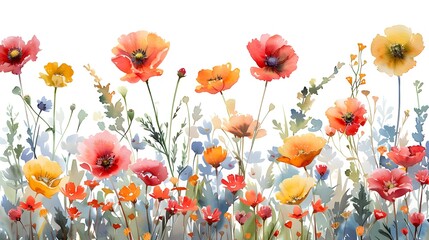 Obraz premium Vibrant Floral Meadow with Blooming Wildflowers in Summer Countryside Landscape